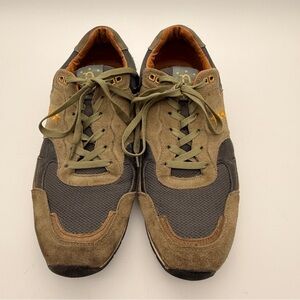 Pantofola d'Oro Mens Casual Athletic Sneakers Olive Green Gold Stars Sz 42 US 9